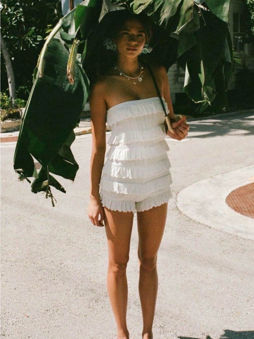NWT Urban Outfitters white ruffle sleeveless dress with built in shorts